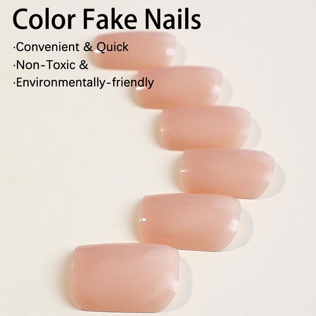 Solid Nude Color False Nail for Girls Durable Full Cover Fake Strong Adhesive for Hot Girl Dress Matching