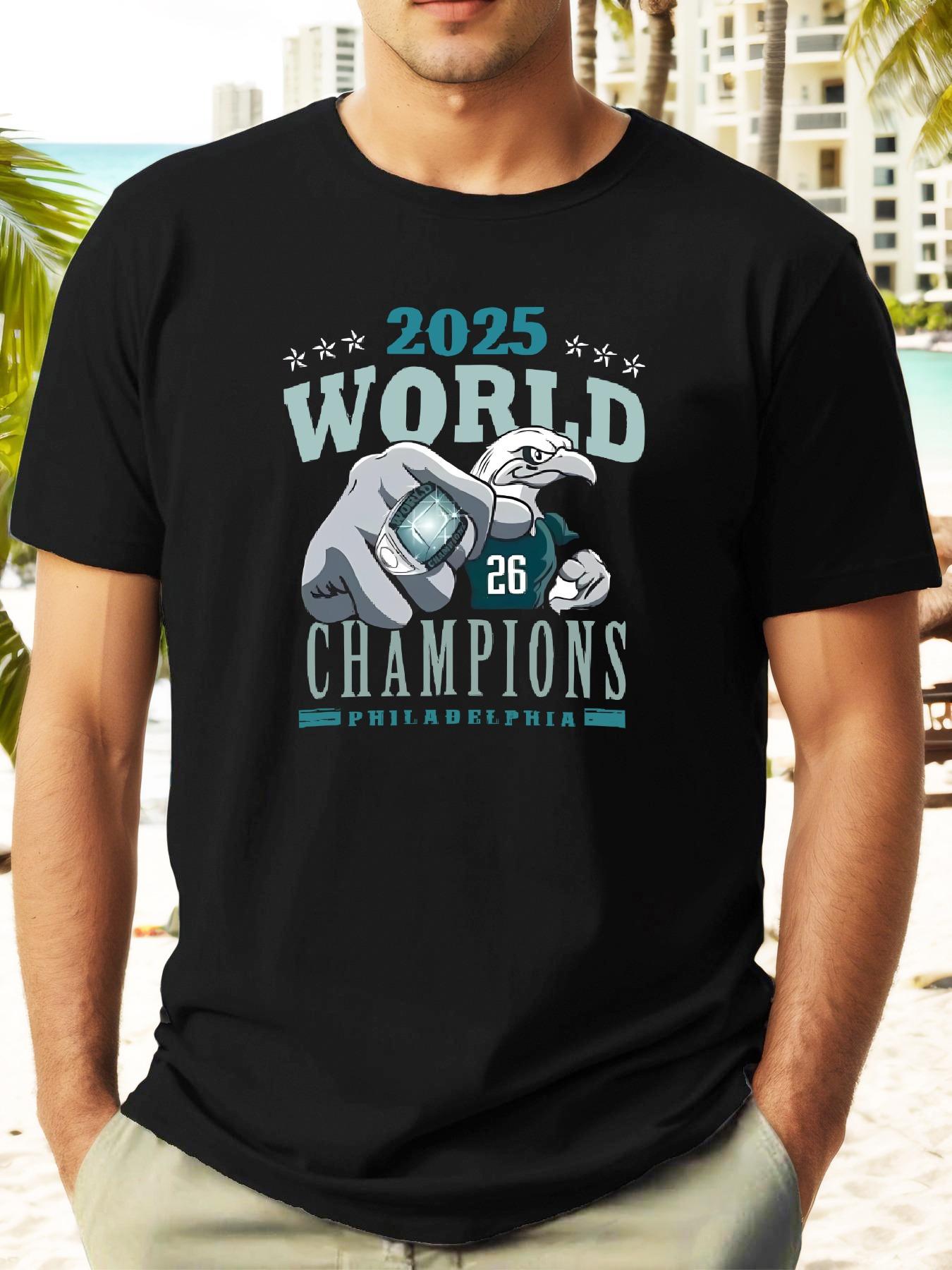 

2025 WORLD CHAMPIONS Event Theme Eagle Print Summer Simple Fashion Short Sleeve T-shirt S
