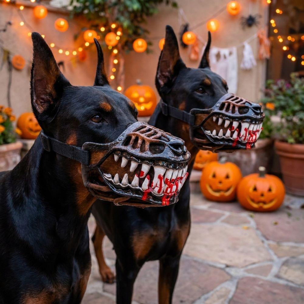 Bewegliche Zähne Halloween Hundemaulmaske Verstellbare Riemen Haustier Gruselige Requisite Maulkorb Rollenspiel