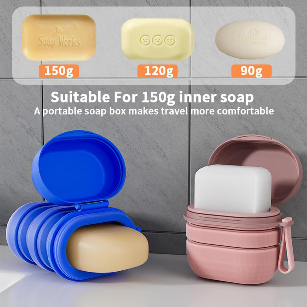 Folding Multifunctional Drainable Portable Travel Soap Box Silicone Soap Dish Punch-Free  Holder