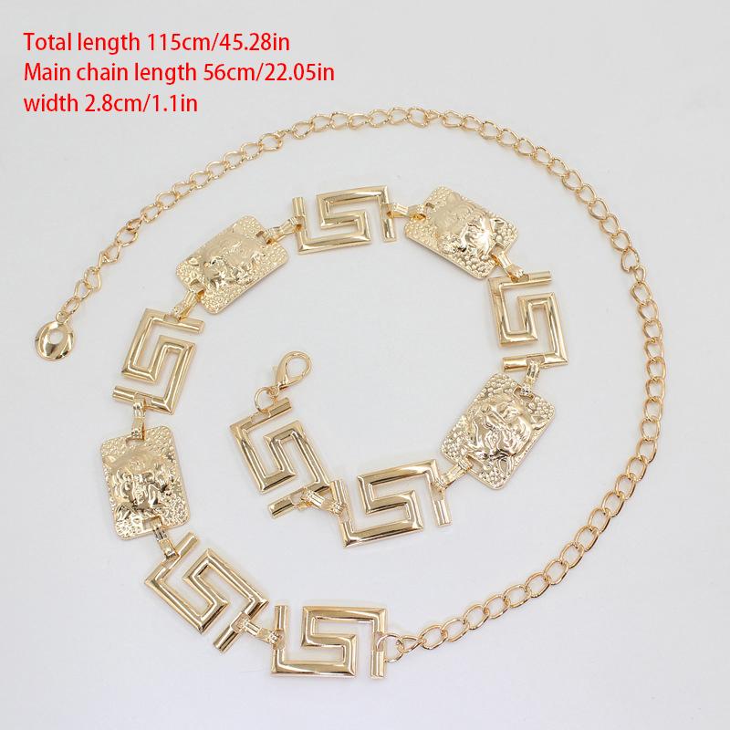 Metal Geometric Waist Chain Adjustable Belt Body Chain Jewelry For Women Shirt Dress Decorative Waist Chain