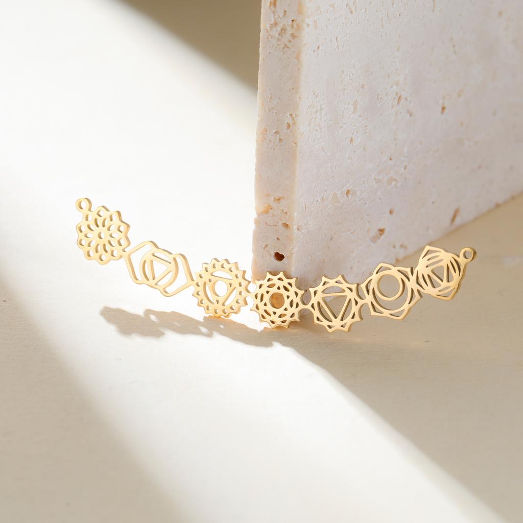 Teamer Yoga 7 Chakra Pendant Charm Stainless Steel Pendant For Women Necklace Bracelet Making Jewelry Valentines Gift