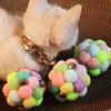 Cat Toy Ball Bell Sound Stuffy Artificial Plush Balls Colored Pet Supply Animals Training Travel Kittens Playing