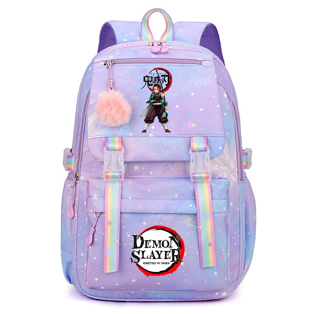 Roztomilý anime batoh s potiskem Demon Slayer pro dospívajícího studenta Školní taška Velkokapacitní Vodotěsná Cestovní taška Dárek