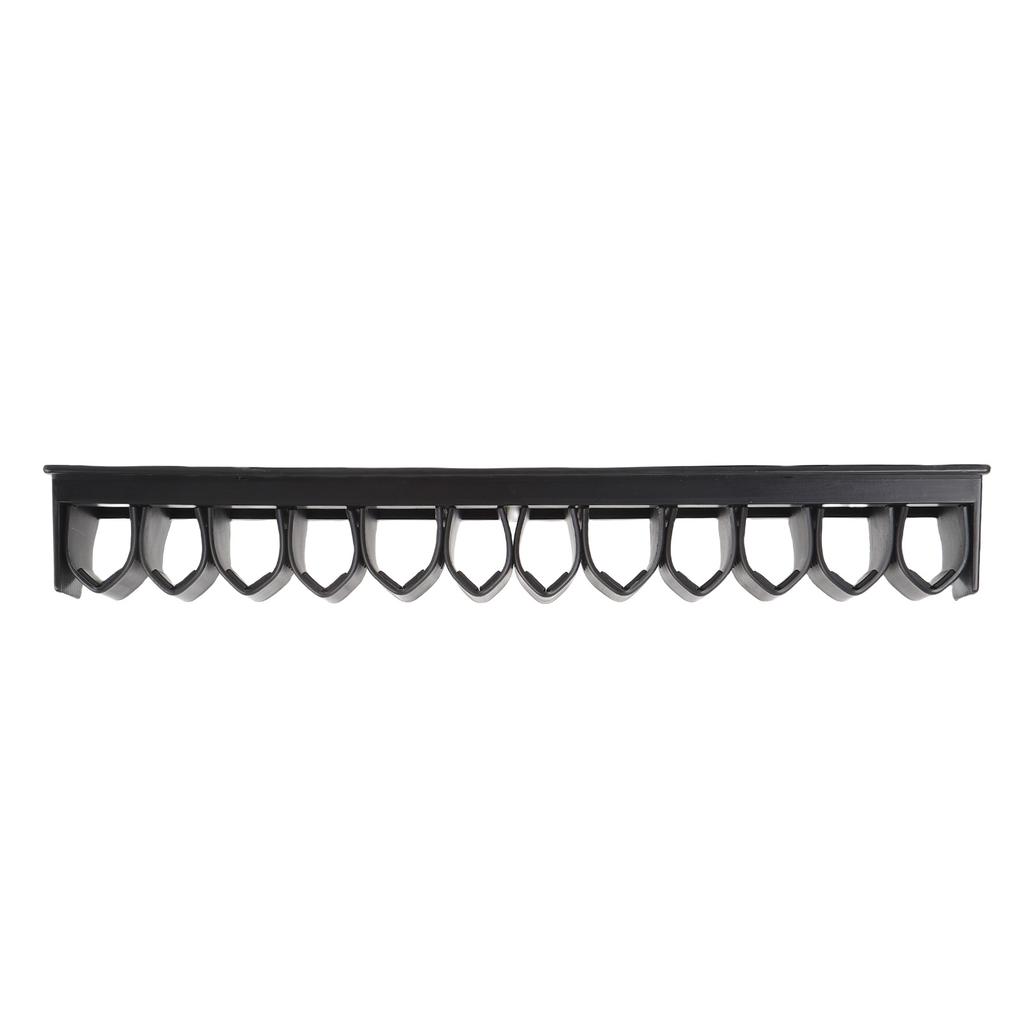 Držák na jezdecký bič, bičík, ABS, nástěnný, organizér na jezdecké biče, pojme až 12 bičů, pro uložení rybářských prutů, černý