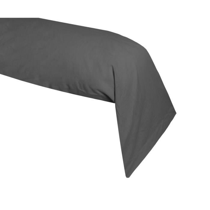 Taie de traversin - GAMME ALICIA - 45x185 cm - 100% coton - Tissage 57 fils - Anthracite