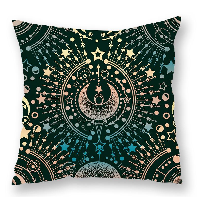 Abstract Star Moon Plush Pillow Cover Constellation Compass Totem Yoga Digital Printed Backrest Set Premium Durable