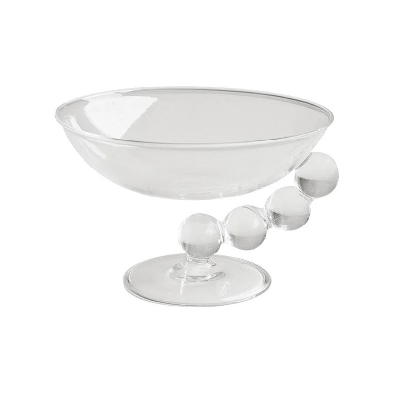 Tigela de vidro transparente nórdica para decoração de mesa de centro para casa, prato de lanche, frutas, sobremesa, tigela de sorvete, bandeja para armazenamento de joias