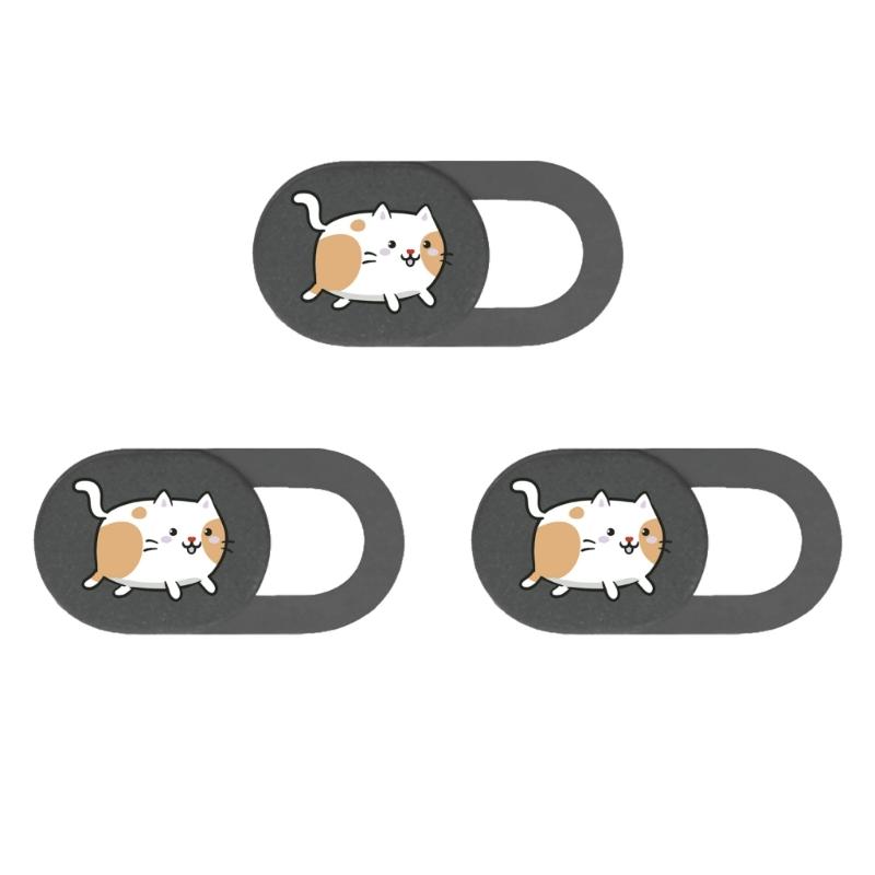 3pcs Cartoon Kitten Camera Cover Webcam Cover Slide Universal Web Camera Phone Camera Cover Protect Your Security