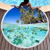 Ocean Hawaiian Tropical Sea Fish Print Round Beach Towel, Soft Microfiber Sealife Beach Blanket,Absorbent Quick Dry Pool Towel
