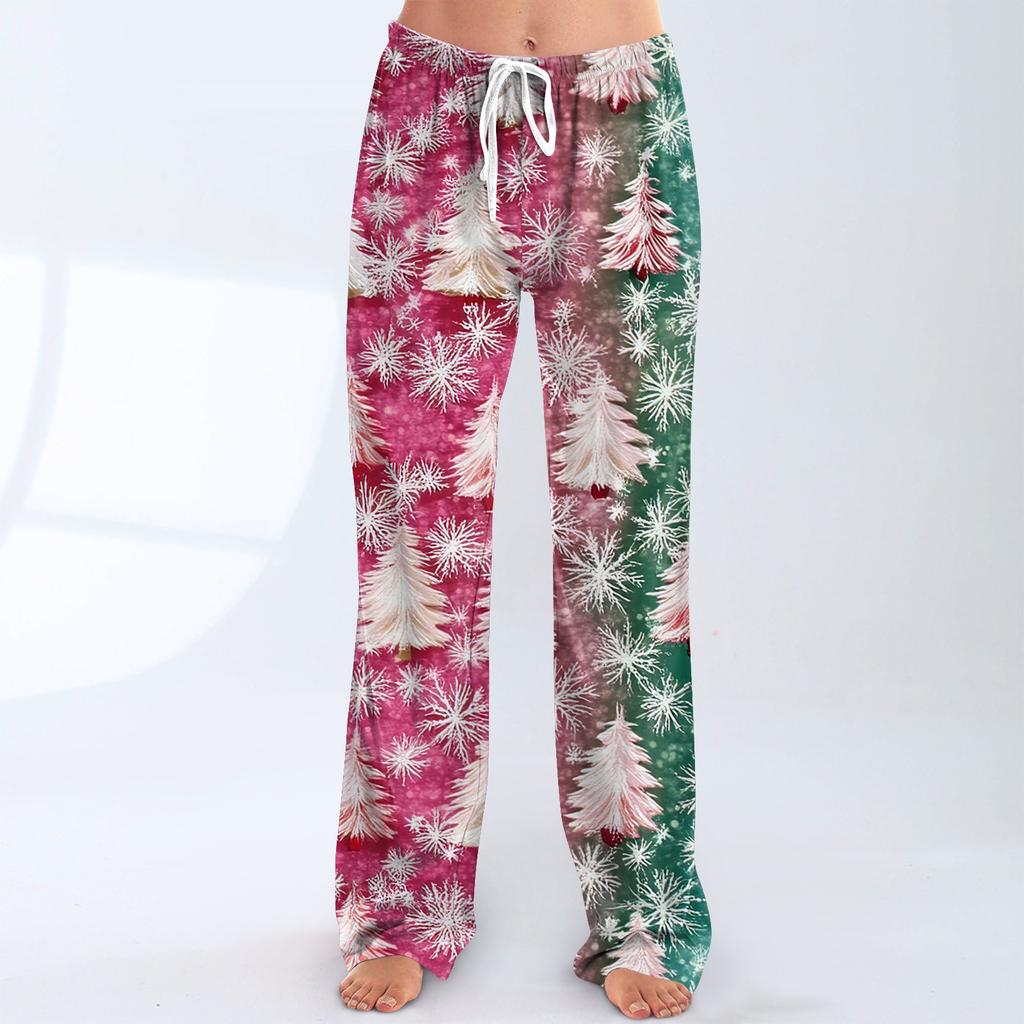 Damen Casual Mode Damen Sport Zuhause Weihnachten Pyjamahose Lange Hose