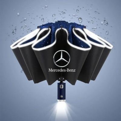 Automatische reflektierende Streifen Rückwärts-LED-Licht 10 Rippen Winddichte Regenschirme für Mercedes Benz B/C/E/S-Klasse A-Klasse C200L GLC GLK