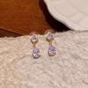 Sweet Bow Teardrop Pendant Earrings Women Zircon Design Luxury Versatile Elegant Minimalist Accessories Commute Daily Wear Gift