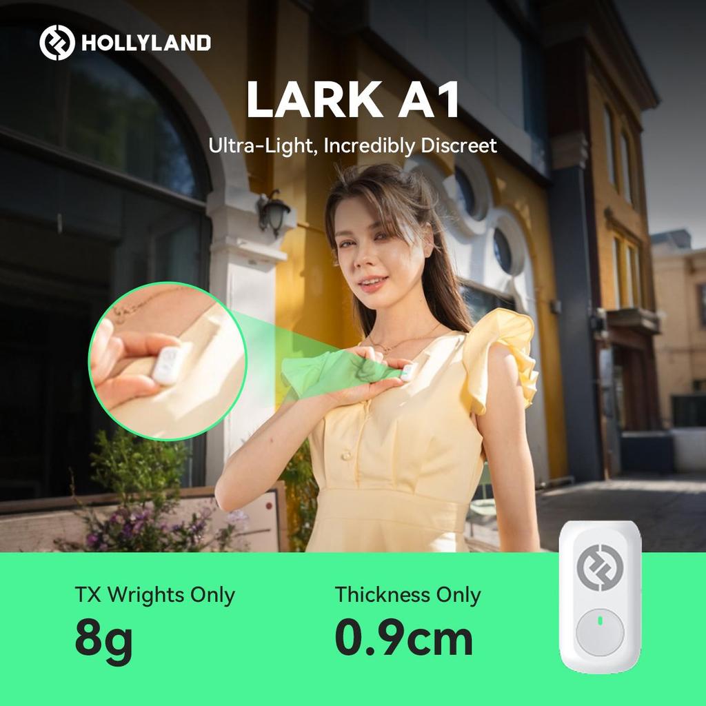 Hollyland Lark A1 Wireless Mini Microphone for iPhone & Android, 48kHz/24-bit,  Microphone for YouTube, Podcast, Vlogging