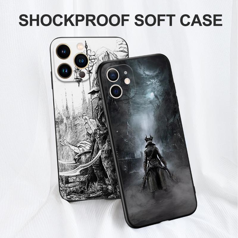 Black tpu Case For Xiaomi Redmi 5 5plus 6 6a 7 7a 8 8a back cover bloodborne blood moon art