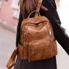 Stylish Pu Leather European Retro Casual Backpack For Women Soft Zipper Closure