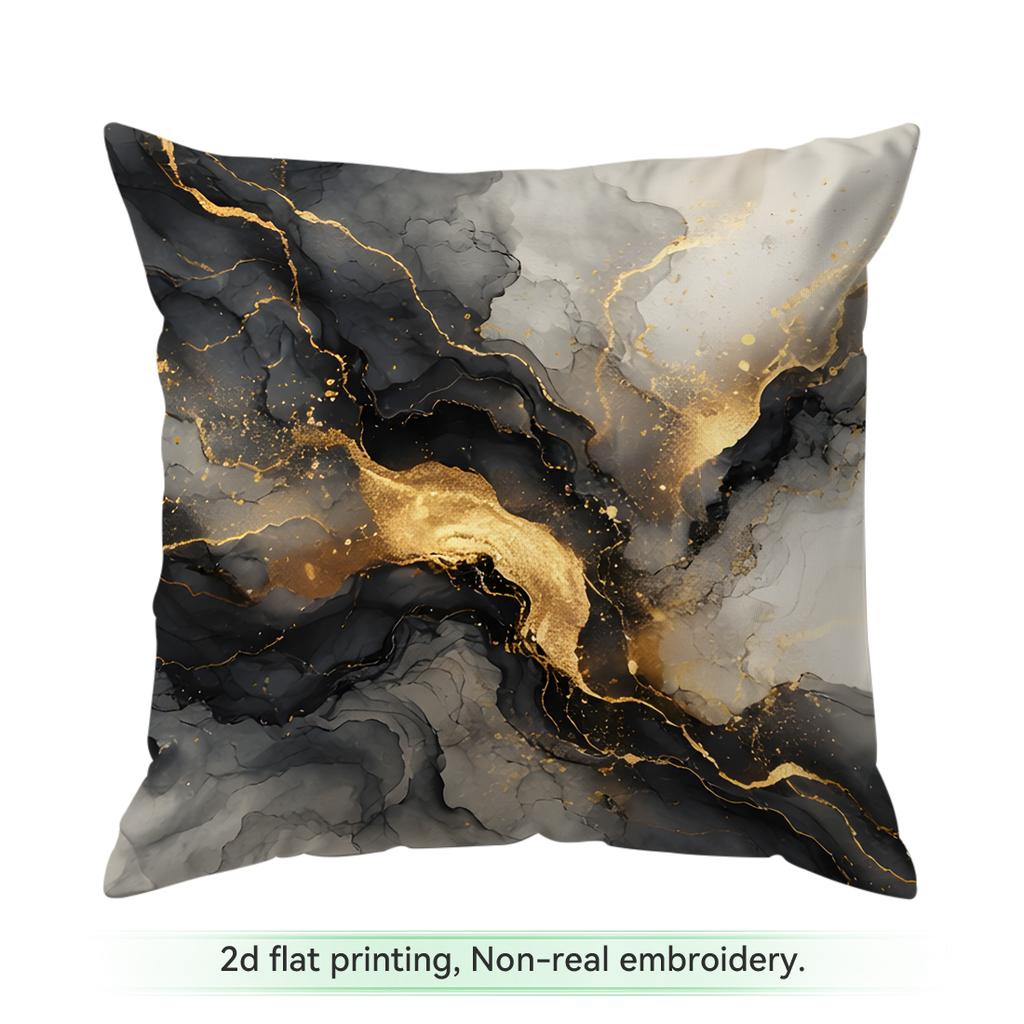 1 Black Gold Marble Light Luxury Cushions Pillowcase Polyester Cushion Cover Throw Pillow Pillowcover Home Car Sofa Decor