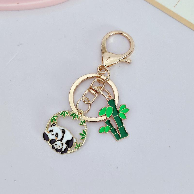 Cartoon Panda Bamboo Keychain Pendant - Cute School Bag Accessory and Creative Gift for Students