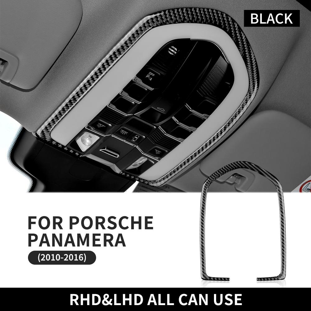 Carbon Fiber Car Roof Reading Light Panel Control Frame Sticker For Porsche Panamera 2010-2016 Interior Decoration Accessories чёрный