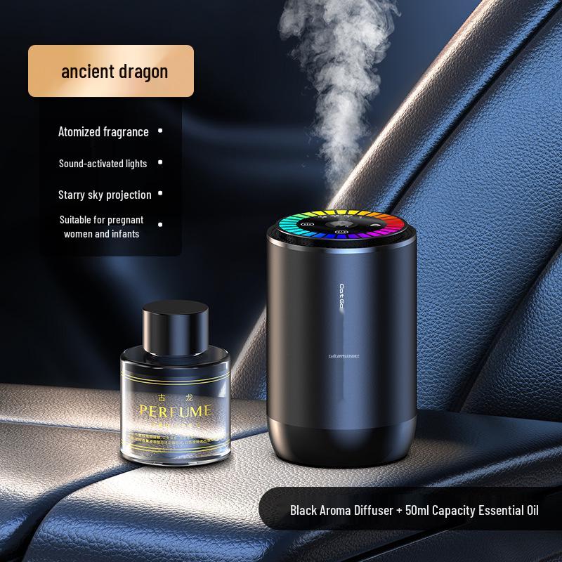 2023 Smart Voice-Activated Car Aroma Diffuser with Ambient Lighting and Starry Sky Perfume, Syncs with Car