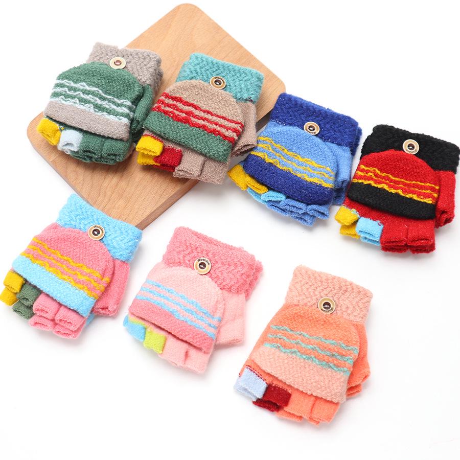 Kids' Winter Fingerless Flip-Top Writing Gloves – Warm Half-Finger Gloves for Boys & Girls