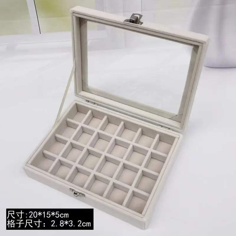 Flannelette Jewelry Box Velvet Glass Ring Earring Jewelry Display Organizer Box Tray Holder Storage Case Sorting Box