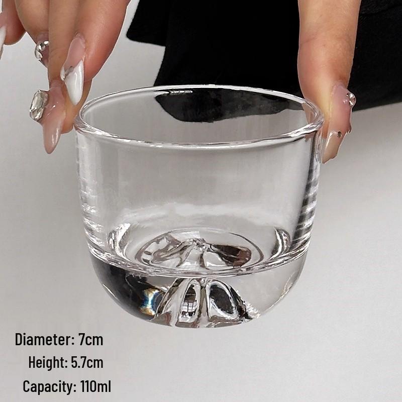 High-Value Thick-Bottom Transparent Gongfu Tea Cup Set with Hammered Edge - Heat-Resistant Glass for Home Use