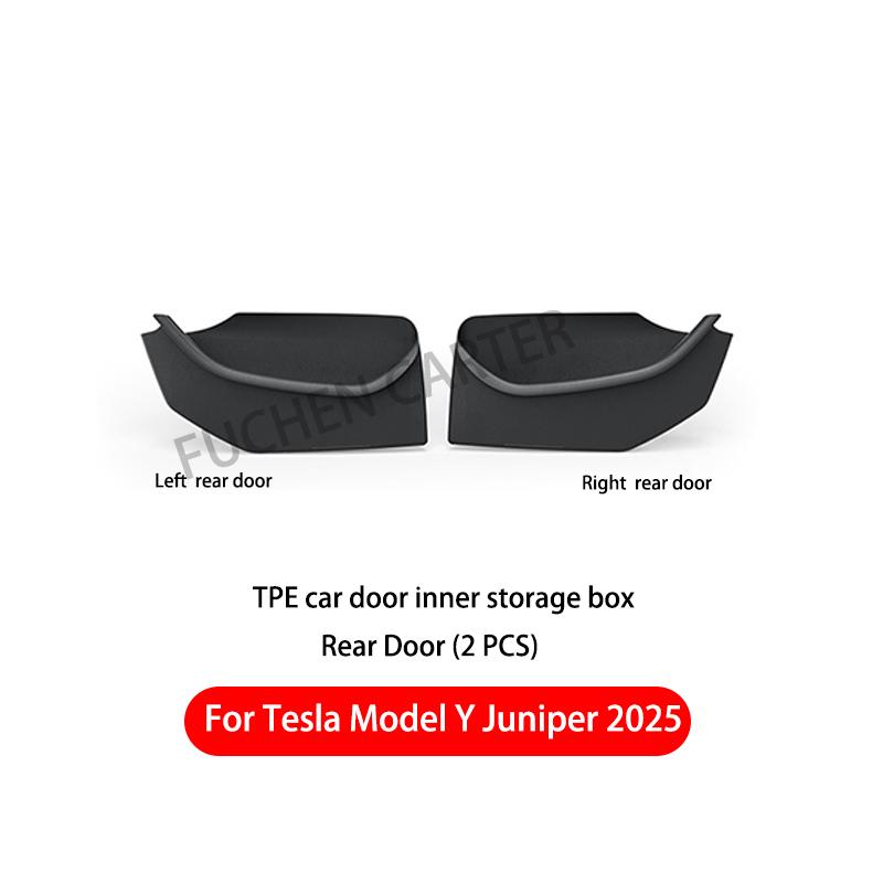 For Tesla Model Y Juniper 2025 Door Side Storage Box Fully Covered Front Rear Side TPE Door Storage Organizer Tray Accessories