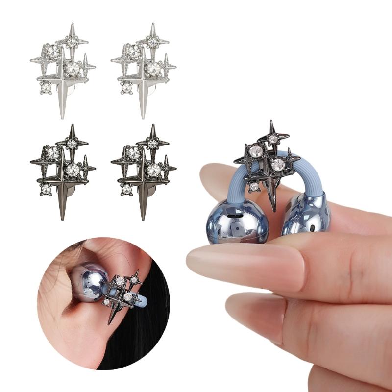 Star Earphone Clips Full Zircons Studded Crystal Designs Accessories Easy Installation for Decorations