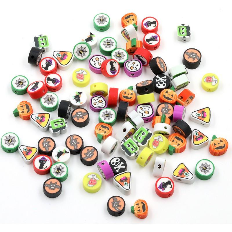 Halloween Polymer Clay Beads Spooky Skull Pumpkin Ghost Spacer DIY Jewelry Making 10mm 1000pcs