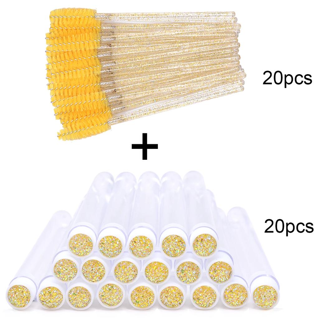20Pcs Eyelash Brush With 20Pcs Containers Dust-proof Tube Reusable Eye Lash Mascara Wands Replaceable Makeup Applicators Tools