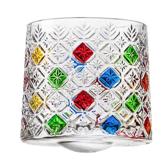 Rotating Whiskey Glass Tumbler with Base Faux Hand Painted Swivel 360-degree Spinning Crystal G