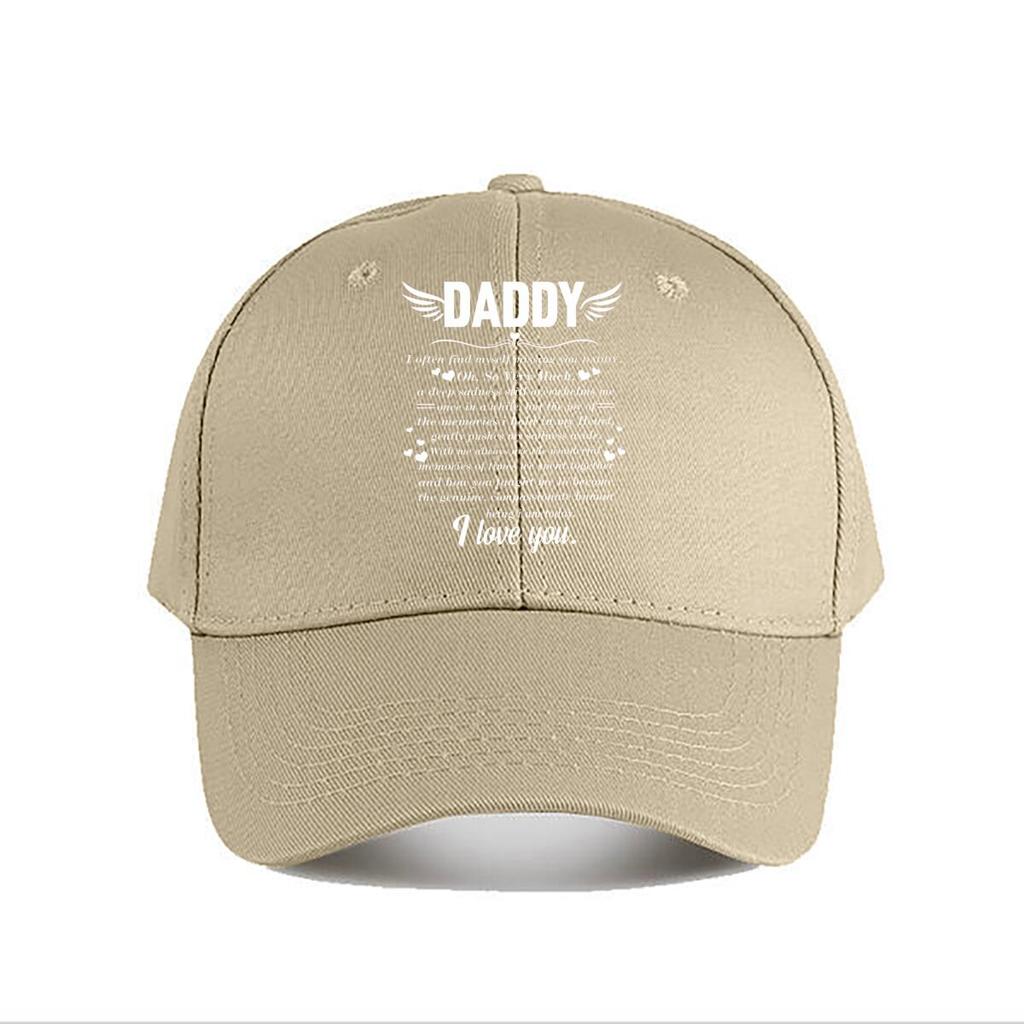 Daddy Memorial Canvas Wall Art Loving Quote Wings Heart Baseball Cap Fashion Unisex Sunhat Womens Outdoor Sports