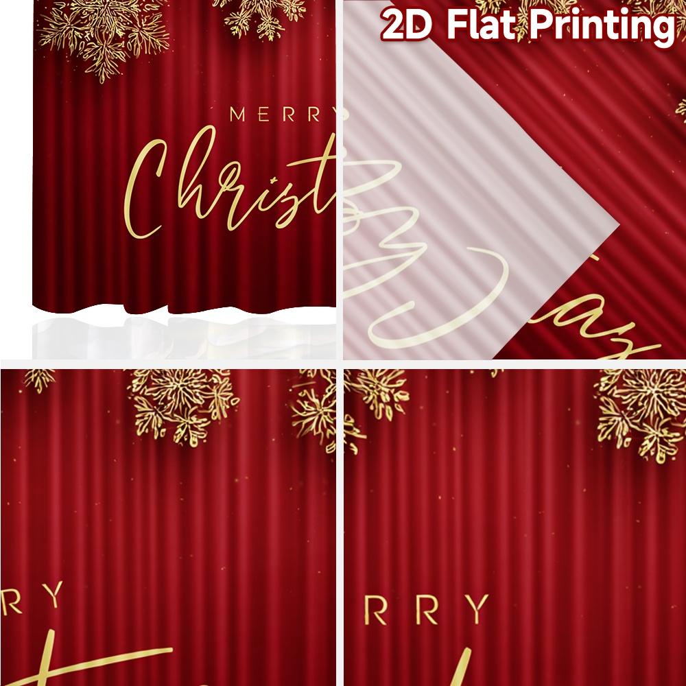 2pcs, 2D FLAT PRINTING Curtains (Without Rod) Festive Snowflakes Christmas Festival Chic Print Curtains Polyester Curtains