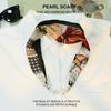 Elegant Silk Scarf with Magnetic Buckle and Pearl Necklace - Stylish Clavicle Chain for Women