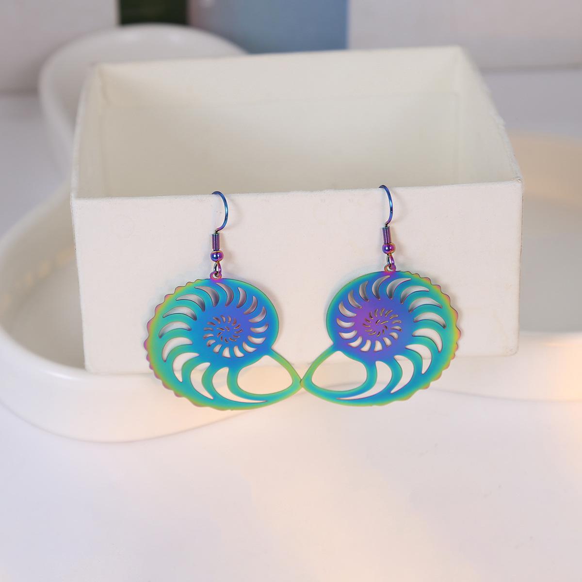 Colorful Laser Starfish & Ocean Series Earrings for Women - Seahorse, Shell & Jellyfish Designs морская ракушка