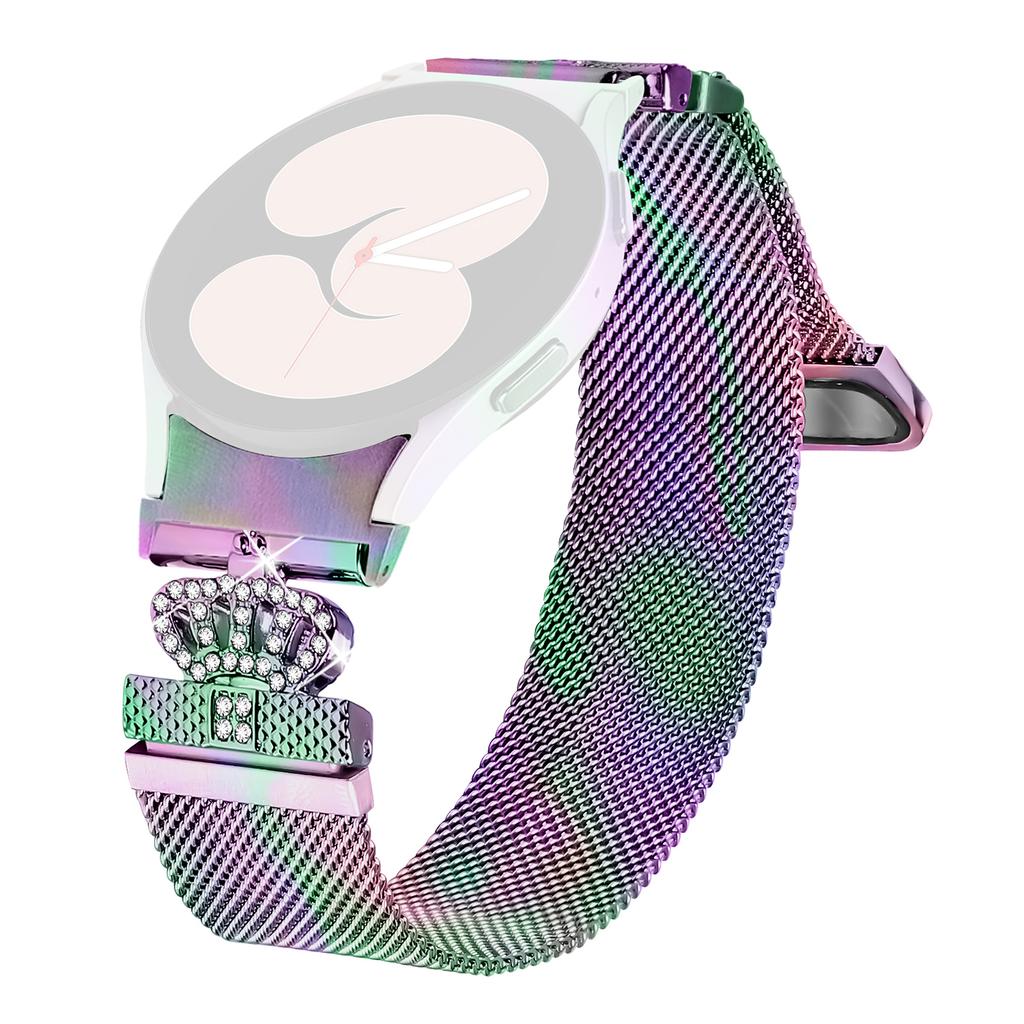 Watch Band For Samsung Galaxy Watch4/Watch 5/Watch 5 Pro ,Crown Clasp Electroplating Milanese Strap with Quick Release Connector