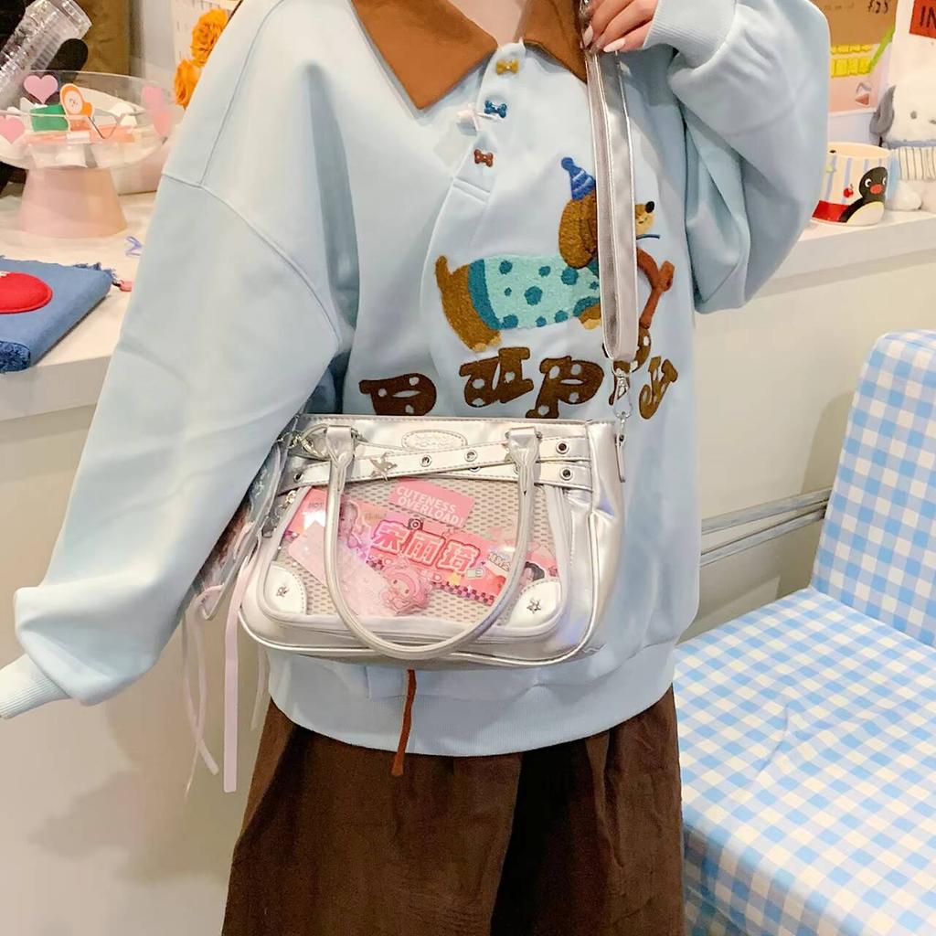 New Y2k Cute Anime Ita Bag JK Two-dimensional Crossbody Bag Lolita Girl Transparent Shoulder Bag Otaku DIY Comic Display Handbag