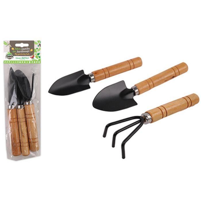 Lot De 3 Mini Outils En Métal Et Bois
