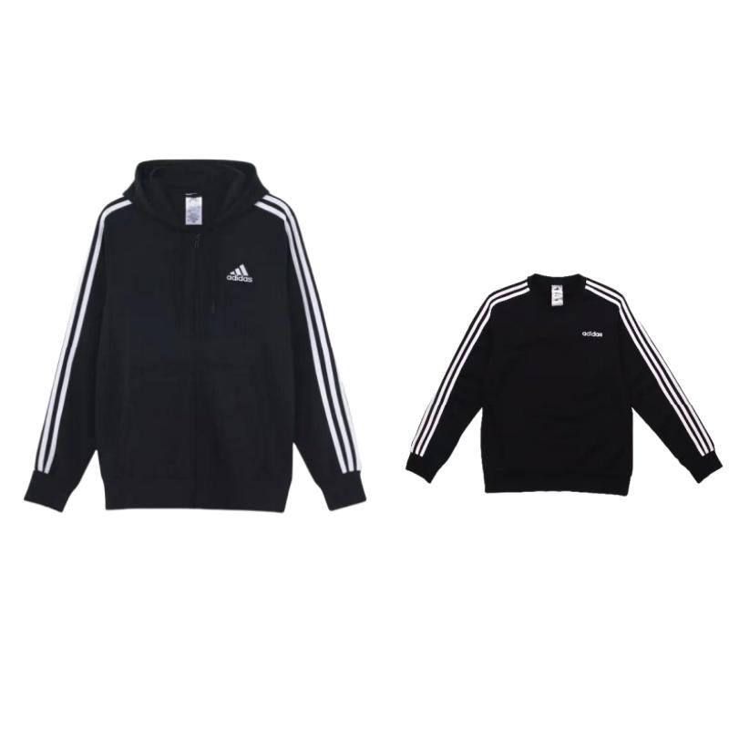 

Adidas Тренировочная куртка с капюшоном из флиса с тремя полосками, куртка унисекс, черная DQ3083+GK9032 S