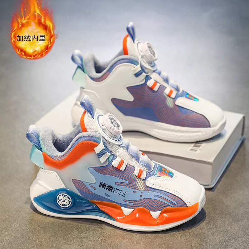 Youth style shoes Boys Winter Basketball Shoes Kids Lightweight Anti-Slip Running Sneakers With Fleece Lining Outdoor Sport Footwear