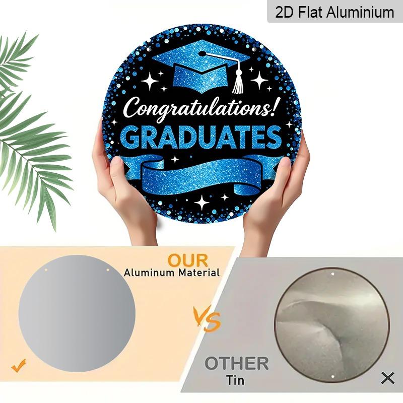 2D Flat Aluminum 2026 Graduation-themed Wall Hanging Is Available in Multiple Sizes. Featuring A Blue Glitter Graduation Cap Design, It's A Perfect