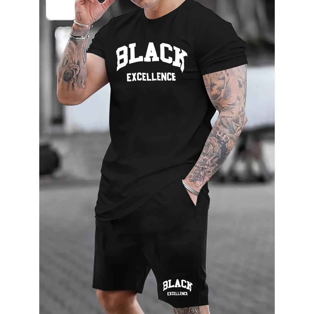 

Summer New Arrival 3D Letter Print Set Street Style Casual Menswear Minimalist Comfort Set Men s Breathable Two-Piece Set 6XL