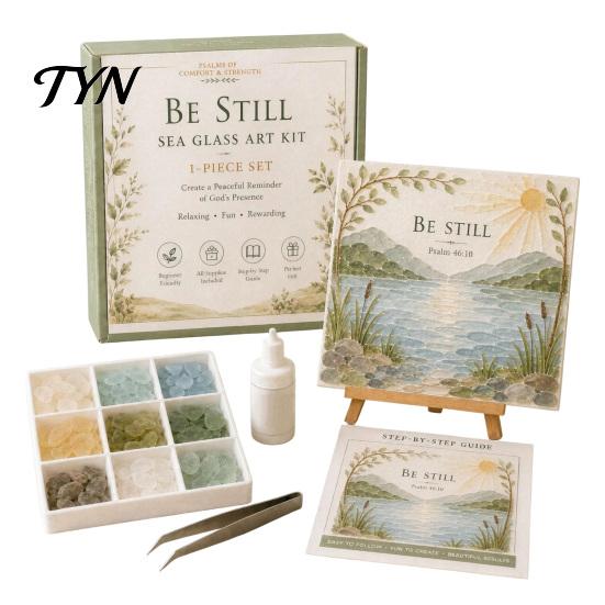 Handmade Faith Wall Art Faith-Inspired Sea Glass Kit, Psalms of Comfort And Strength Christian DIY Gift for Women Mosaic Inspirational Bible