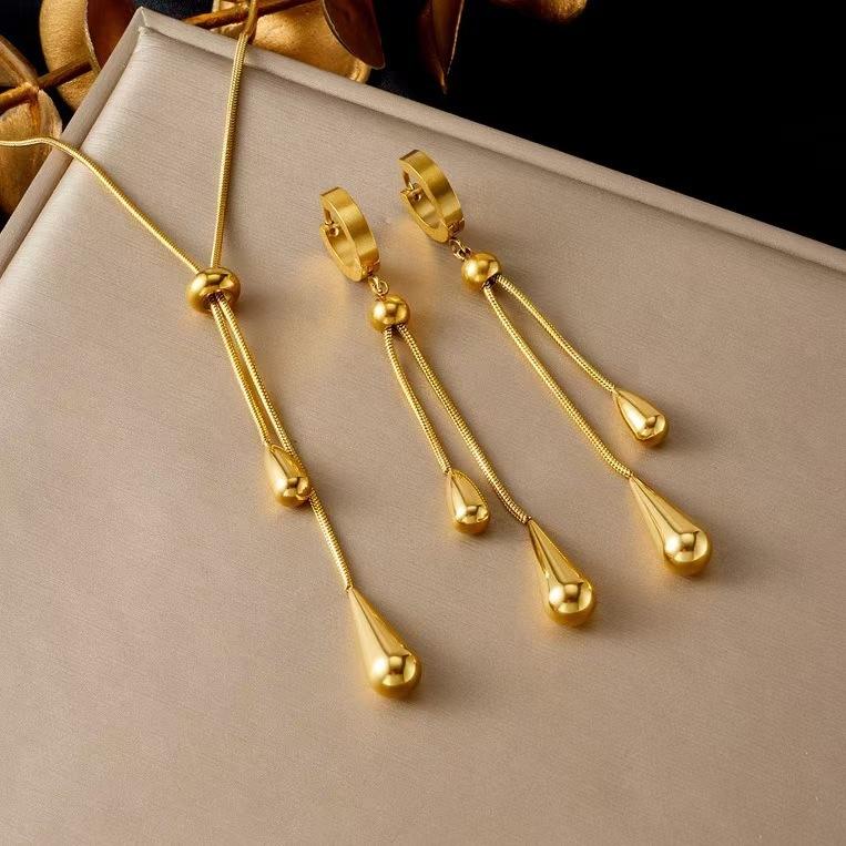 High Quality Simple Big 18k New Trendy Fashion Gold Plated Valentines Day 2026 316l Stainless Steel Gift Jewelry Set for Women