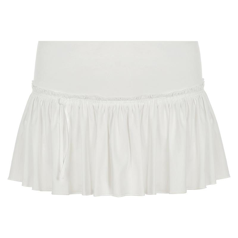 

Женская юбка Pure Desire Wind с объемными маленькими развевающимися цветами и деревянными ушками, ультракороткая, со складками на талии, тонкая и универсальная L белый