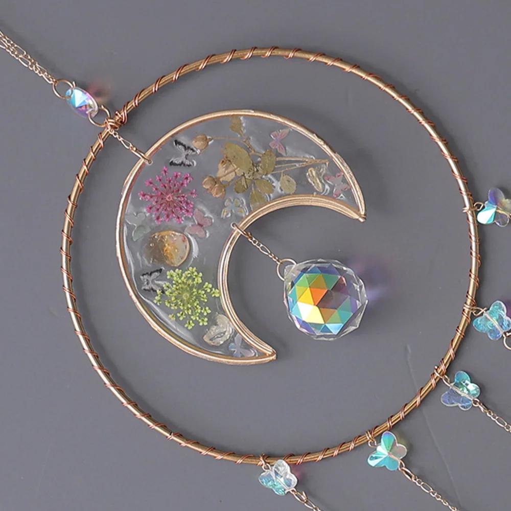 Crystal suncatcher Wall Decor Colorful Catcher Handmade moon Dream Catcher for Kids Bedroom Wall Hanging Living Room Wedding