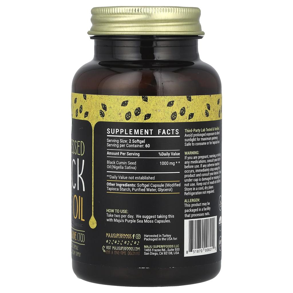 Cold Pressed Black Seed Oil, 500Mg, 120ea