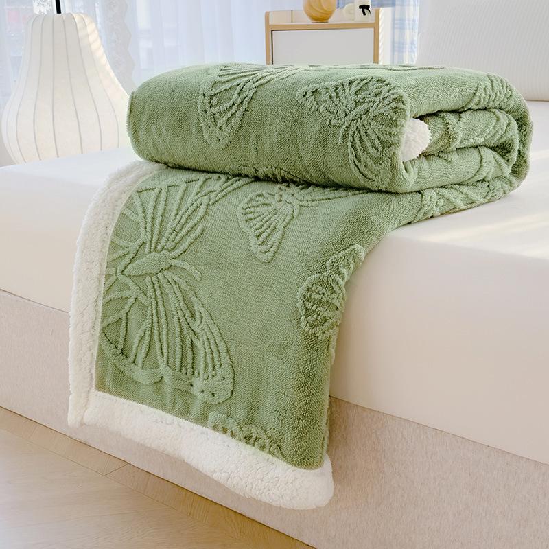 Soft and Comfortable Solid Color Butterfly Jacquard Multi-functional Nap Blanket All Seasons Bedroom Warm Blanket