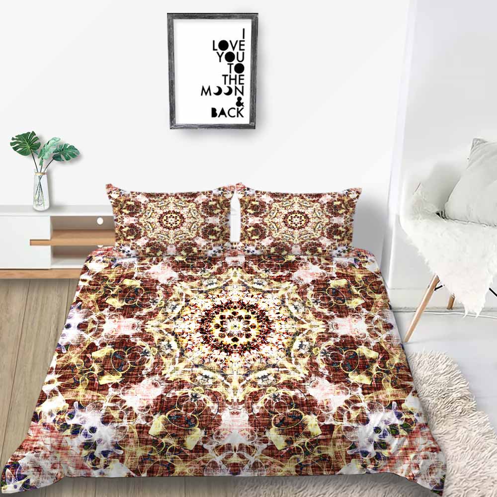 3D Jacquard Bedding Down Quilt Cover Pillowcase 2 or 3 Pieces of Datura Printed Microfiber Fabric Single Bed Double Bed Washable Ultra-soft Bedding